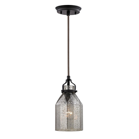 Atlas Lighting Danica 5in 1-Light Mini Pendant | Transitional Oil Rubbed Bronze and Silver Mercury Glass | Kitchen Island & Dining | Model CL11572-BZ