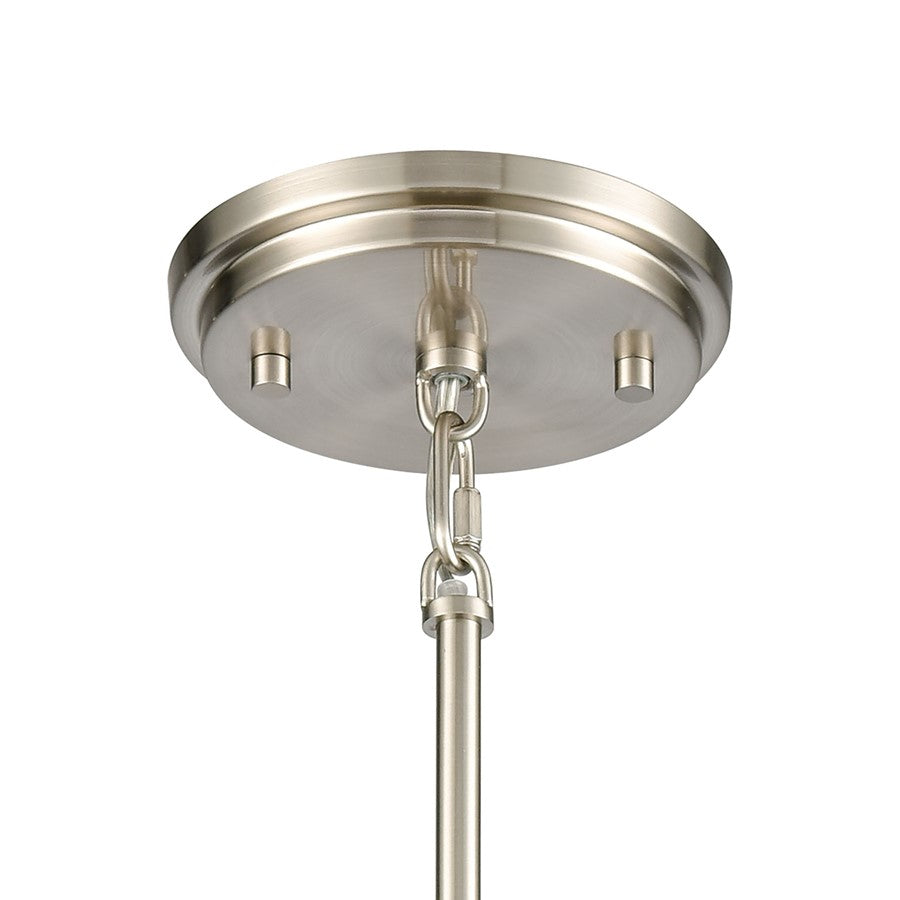 Atlas Lighting Dawson 4in 1-Light Mini Pendant | Transitional Satin Nickel and White Glass | Kitchen Island & Dining Room | Model CL11574-NK