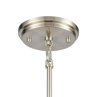 Atlas Lighting Dawson 4in 1-Light Mini Pendant | Transitional Satin Nickel and White Glass | Kitchen Island & Dining Room | Model CL11574-NK
