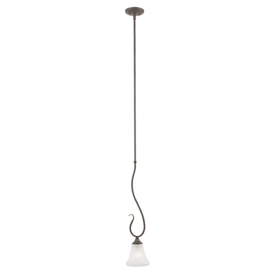 Atlas Lighting Ellipse 6in 1-Light Mini Pendant | Traditional Painted Bronze and White Frosted Glass | Kitchen Island & Dining | Model CL11577-BZ