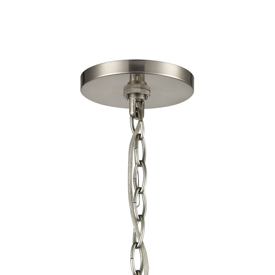 Atlas Lighting Ellipsa 7in 1-Light Mini Pendant | Satin Nickel and Blue Glass | Kitchen Island & Dining Room | 7 x 7 x 10 in | Model CL11578-BL