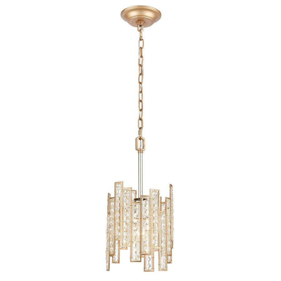 Atlas Lighting Equilibrium 8in 1-Light Mini Pendant | Matte Gold and Polished Chrome Metal | Kitchen Island & Dining Room | Model CL11580-GD