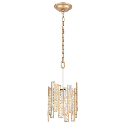 Atlas Lighting Equilibrium 8in 1-Light Mini Pendant | Matte Gold and Polished Chrome Metal | Kitchen Island & Dining Room | Model CL11580-GD
