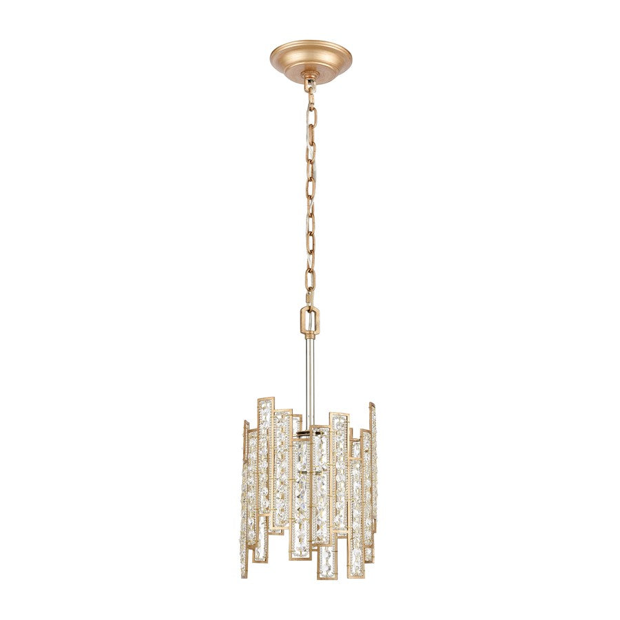 Atlas Lighting Equilibrium 8in 1-Light Mini Pendant | Matte Gold and Polished Chrome Metal | Kitchen Island & Dining Room | Model CL11580-GD