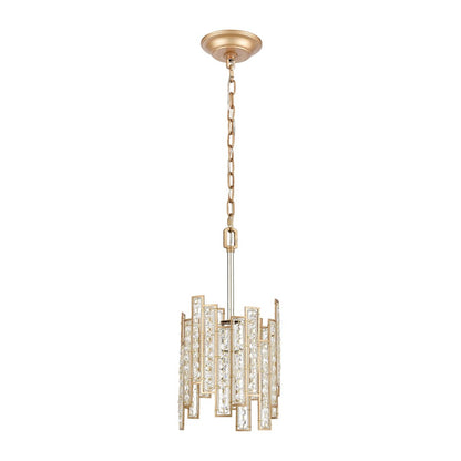 Atlas Lighting Equilibrium 8in 1-Light Mini Pendant | Matte Gold and Polished Chrome Metal | Kitchen Island & Dining Room | Model CL11580-GD
