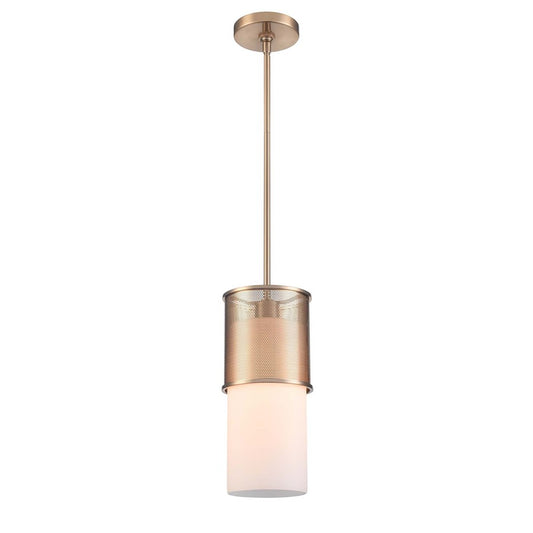 Atlas Lighting Esteem 6in 1-Light Mini Pendant | Aged Brass and White Opal Glass | Kitchen Island & Dining Room | 6 x 6 x 13 in | Model CL11581-BS
