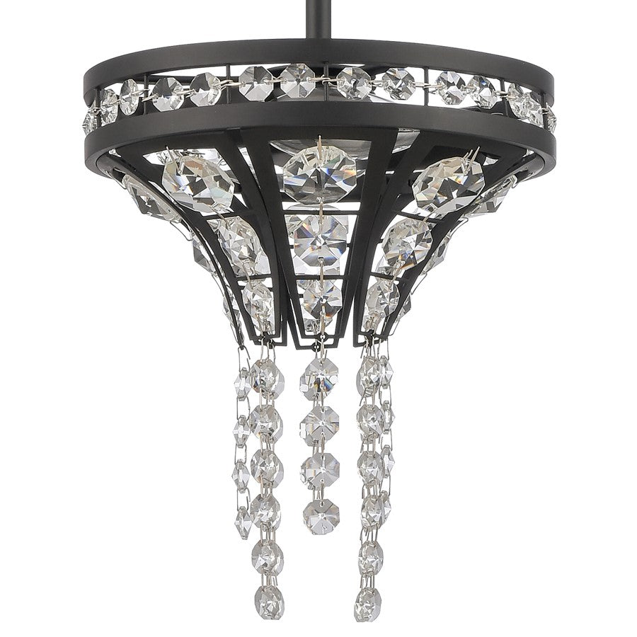 Atlas Lighting Fantania 8in 2-Light Mini Pendant | Traditional Matte Black and Clear Crystal | Kitchen Island & Dining Room | Model CL11584-BK