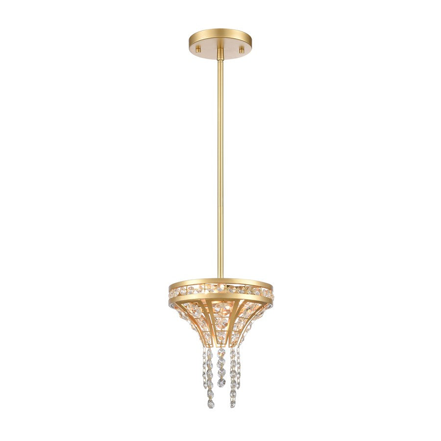 Atlas Lighting Fantania 8in 2-Light Mini Pendant | Traditional Gold and Clear Crystal | Kitchen Island & Dining Room | 8 x 8 x 9 in | Model CL11584-GD