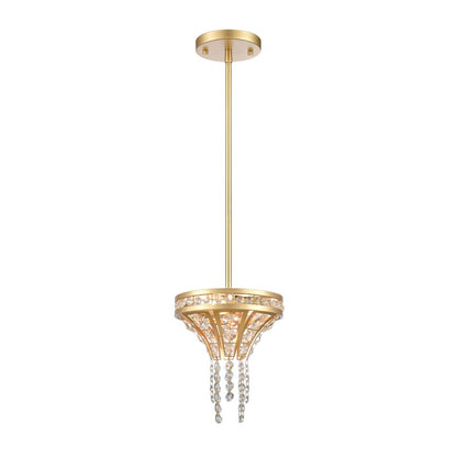 Atlas Lighting Fantania 8in 2-Light Mini Pendant | Traditional Gold and Clear Crystal | Kitchen Island & Dining Room | 8 x 8 x 9 in | Model CL11584-GD