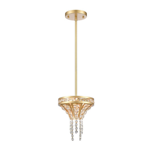 Atlas Lighting Fantania 8in 2-Light Mini Pendant | Traditional Gold and Clear Crystal | Kitchen Island & Dining Room | 8 x 8 x 9 in | Model CL11584-GD