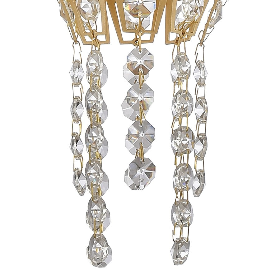 Atlas Lighting Fantania 8in 2-Light Mini Pendant | Traditional Gold and Clear Crystal | Kitchen Island & Dining Room | 8 x 8 x 9 in | Model CL11584-GD