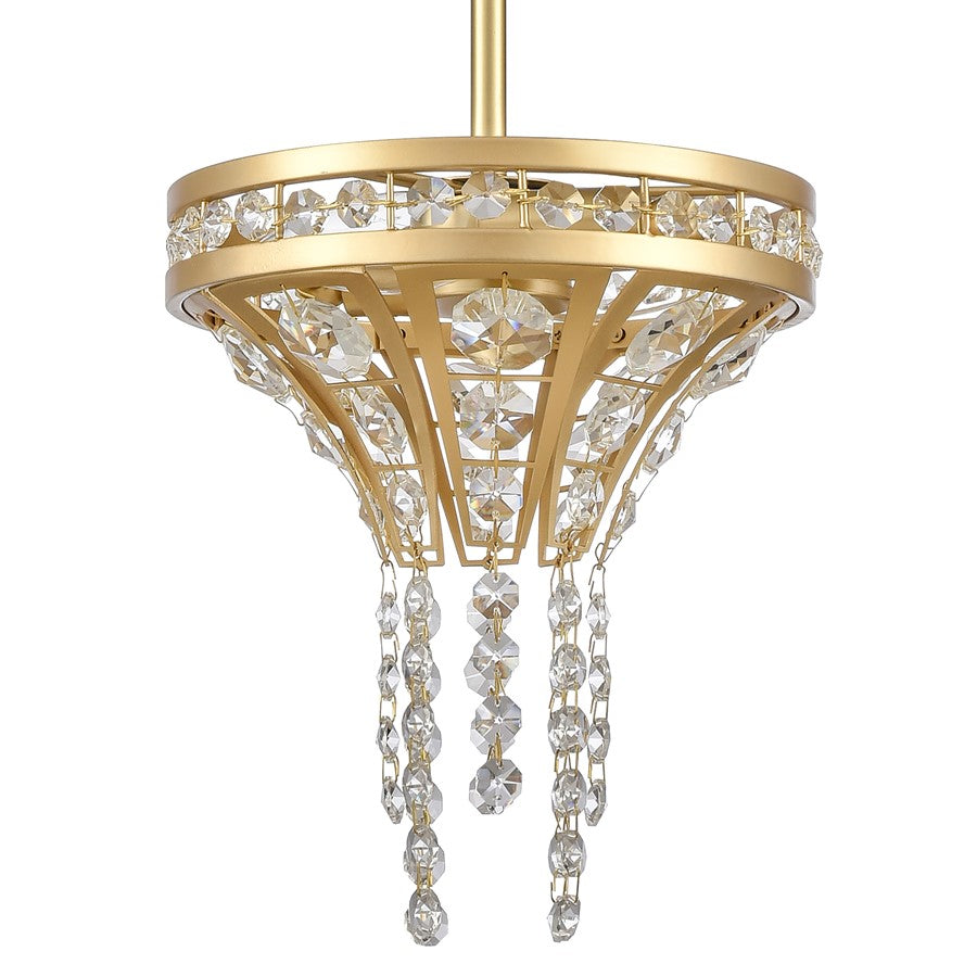 Atlas Lighting Fantania 8in 2-Light Mini Pendant | Traditional Gold and Clear Crystal | Kitchen Island & Dining Room | 8 x 8 x 9 in | Model CL11584-GD