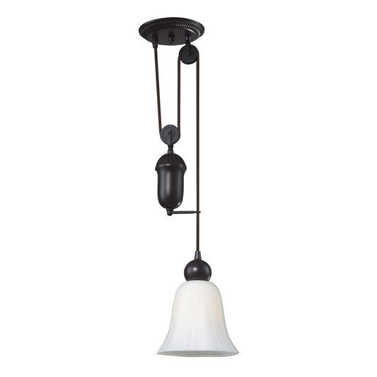 Atlas Lighting Farmhouse 7in 1-Light Mini Pendant | Transitional Oil Rubbed Bronze and White Glass | Kitchen Island & Dining Room | Model CL11585-BZ
