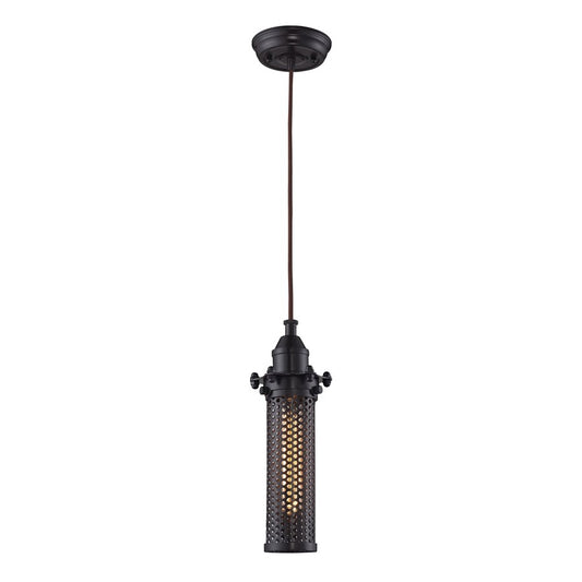 Atlas Lighting Fulton 4in 1-Light Pendant | Transitional Oil Rubbed Bronze Metal | Kitchen Island & Dining Room | 4 x 4 x 11 in | Model CL11590-BZ1