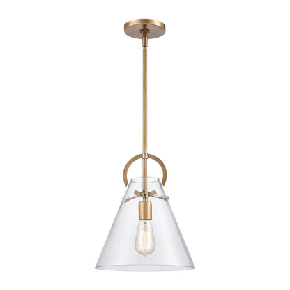Atlas Lighting Gabby 11in 1-Light Mini Pendant | Modern Brass and Clear Glass | Kitchen Island & Dining Room | 11 x 11 x 14 in | Model CL11592-BS