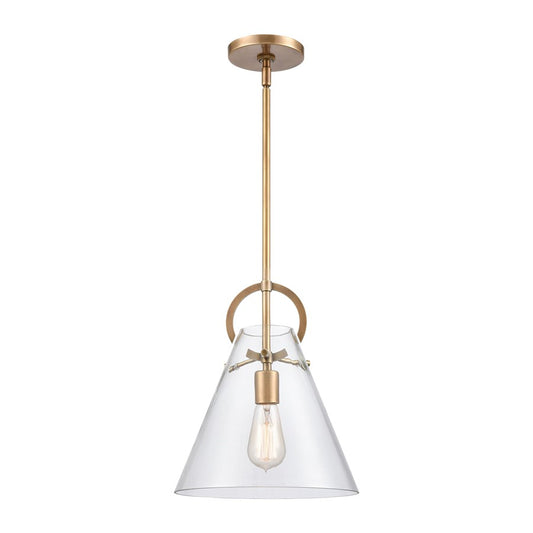 Atlas Lighting Gabby 11in 1-Light Mini Pendant | Modern Brass and Clear Glass | Kitchen Island & Dining Room | 11 x 11 x 14 in | Model CL11592-BS