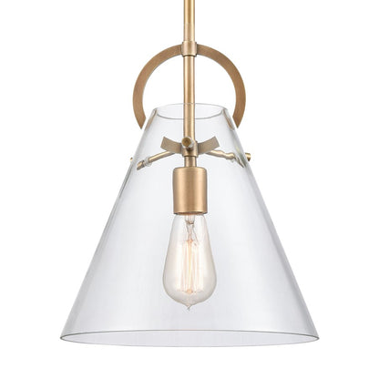 Atlas Lighting Gabby 11in 1-Light Mini Pendant | Modern Brass and Clear Glass | Kitchen Island & Dining Room | 11 x 11 x 14 in | Model CL11592-BS