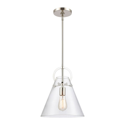 Atlas Lighting Gabby 11in 1-Light Mini Pendant | Modern Polished Nickel and Clear Glass | Kitchen Island & Dining Room | Model CL11592-NK