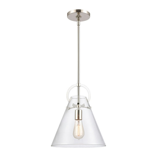 Atlas Lighting Gabby 11in 1-Light Mini Pendant | Modern Polished Nickel and Clear Glass | Kitchen Island & Dining Room | Model CL11592-NK