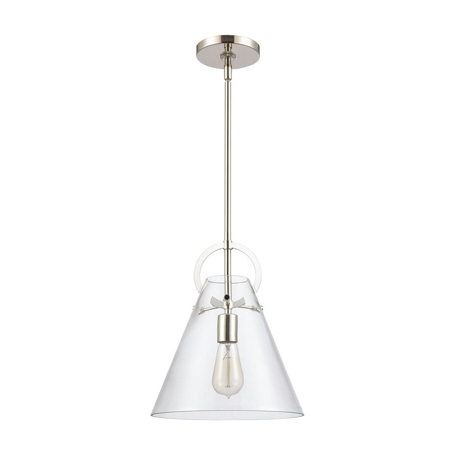 Atlas Lighting Gabby 11in 1-Light Mini Pendant | Modern Polished Nickel and Clear Glass | Kitchen Island & Dining Room | Model CL11592-NK
