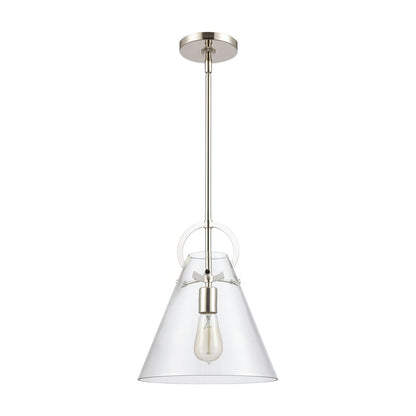 Atlas Lighting Gabby 11in 1-Light Mini Pendant | Modern Polished Nickel and Clear Glass | Kitchen Island & Dining Room | Model CL11592-NK