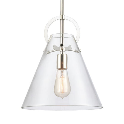Atlas Lighting Gabby 11in 1-Light Mini Pendant | Modern Polished Nickel and Clear Glass | Kitchen Island & Dining Room | Model CL11592-NK