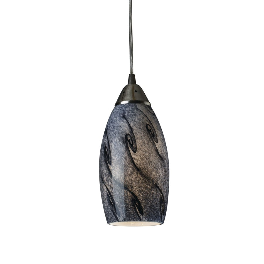 Atlas Lighting Galaxy 5in 1-Light Pendant | Transitional Satin Nickel and Gray Glass | Kitchen Island & Dining Room | 5 x 5 x 9 in | Model CL11594-GY