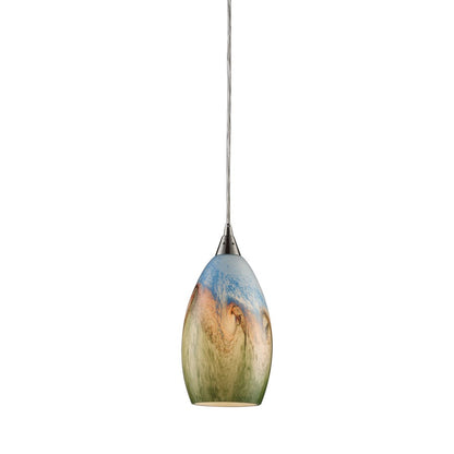 Atlas Lighting Geologic 6in 1-Light Pendant | Transitional Satin Nickel and Multicolor Glass | Kitchen Island & Dining Room | Model CL11596-MU