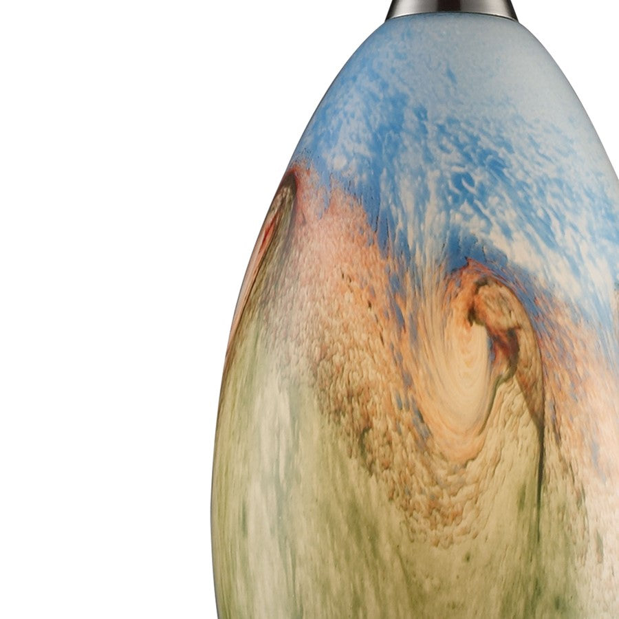 Atlas Lighting Geologic 6in 1-Light Pendant | Transitional Satin Nickel and Multicolor Glass | Kitchen Island & Dining Room | Model CL11596-MU
