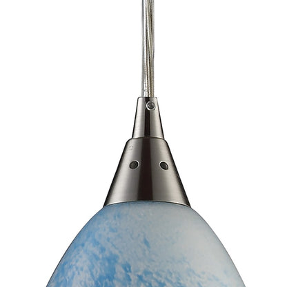 Atlas Lighting Geologic 6in 1-Light Pendant | Transitional Satin Nickel and Multicolor Glass | Kitchen Island & Dining Room | Model CL11596-MU