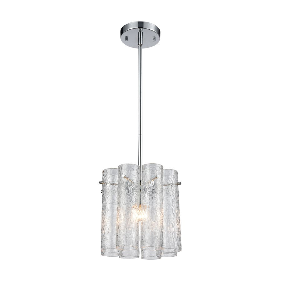 Atlas Lighting Glass Symphony 10in 1-Light Mini Pendant | Modern Polished Chrome and Clear Glass | Kitchen Island & Dining Room | Model CL11597-CH