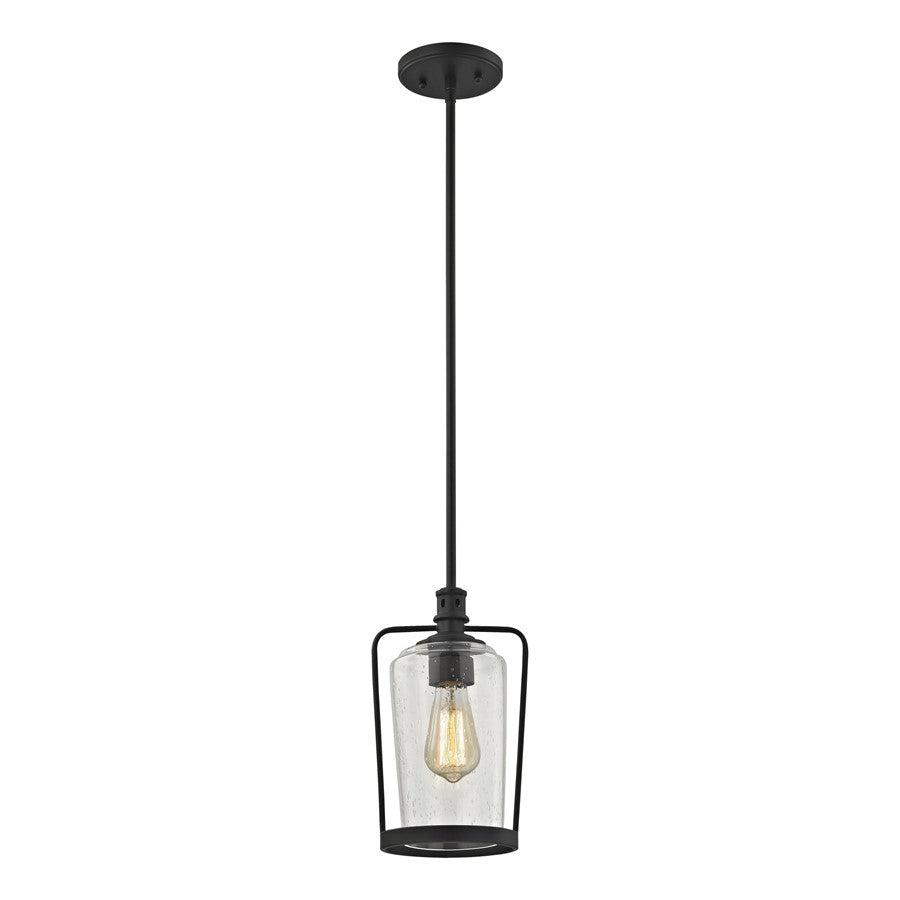 Atlas Lighting Hamel 7in 1-Light Mini Pendant | Transitional Oil Rubbed Bronze and Seeded Glass | Kitchen Island & Dining Room | Model CL11601-BZ