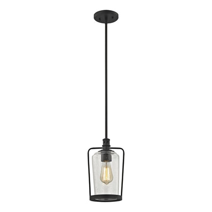 Atlas Lighting Hamel 7in 1-Light Mini Pendant | Transitional Oil Rubbed Bronze and Seeded Glass | Kitchen Island & Dining Room | Model CL11601-BZ