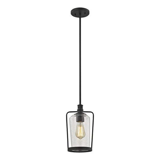 Atlas Lighting Hamel 7in 1-Light Mini Pendant | Transitional Oil Rubbed Bronze and Seeded Glass | Kitchen Island & Dining Room | Model CL11601-BZ