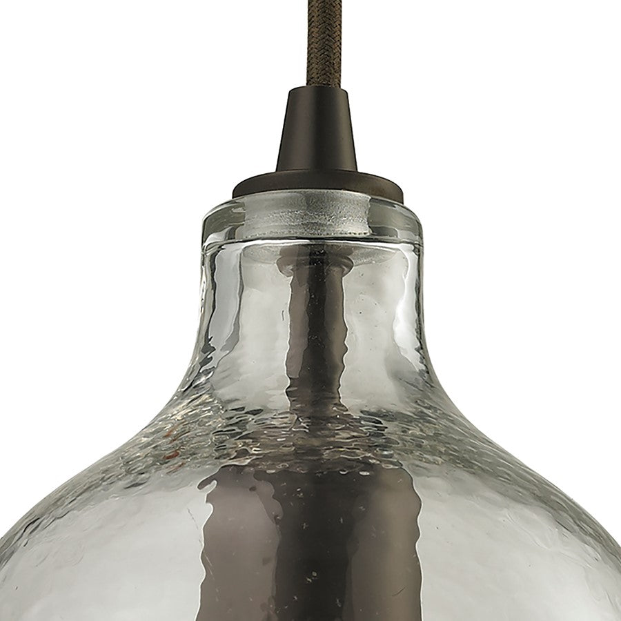 Atlas Lighting Hammered Glass 5in 1-Light Pendant | Transitional Clear Glass and Oil Rubbed Bronze | Kitchen Island & Dining Room | Model CL11602-CL