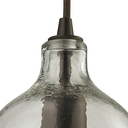 Atlas Lighting Hammered Glass 5in 1-Light Pendant | Transitional Clear Glass and Oil Rubbed Bronze | Kitchen Island & Dining Room | Model CL11602-CL