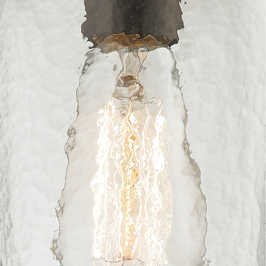 Atlas Lighting Hammered Glass 5in 1-Light Pendant | Transitional Clear Glass and Oil Rubbed Bronze | Kitchen Island & Dining Room | Model CL11602-CL