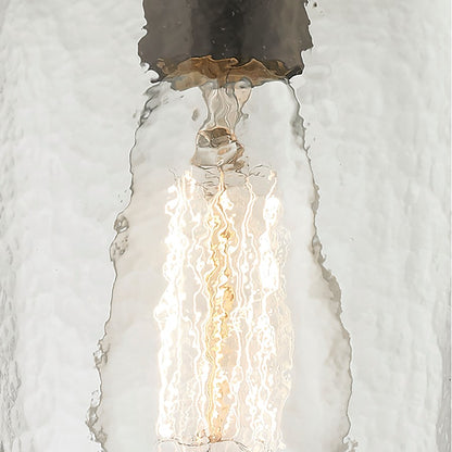 Atlas Lighting Hammered Glass 5in 1-Light Pendant | Transitional Clear Glass and Oil Rubbed Bronze | Kitchen Island & Dining Room | Model CL11602-CL