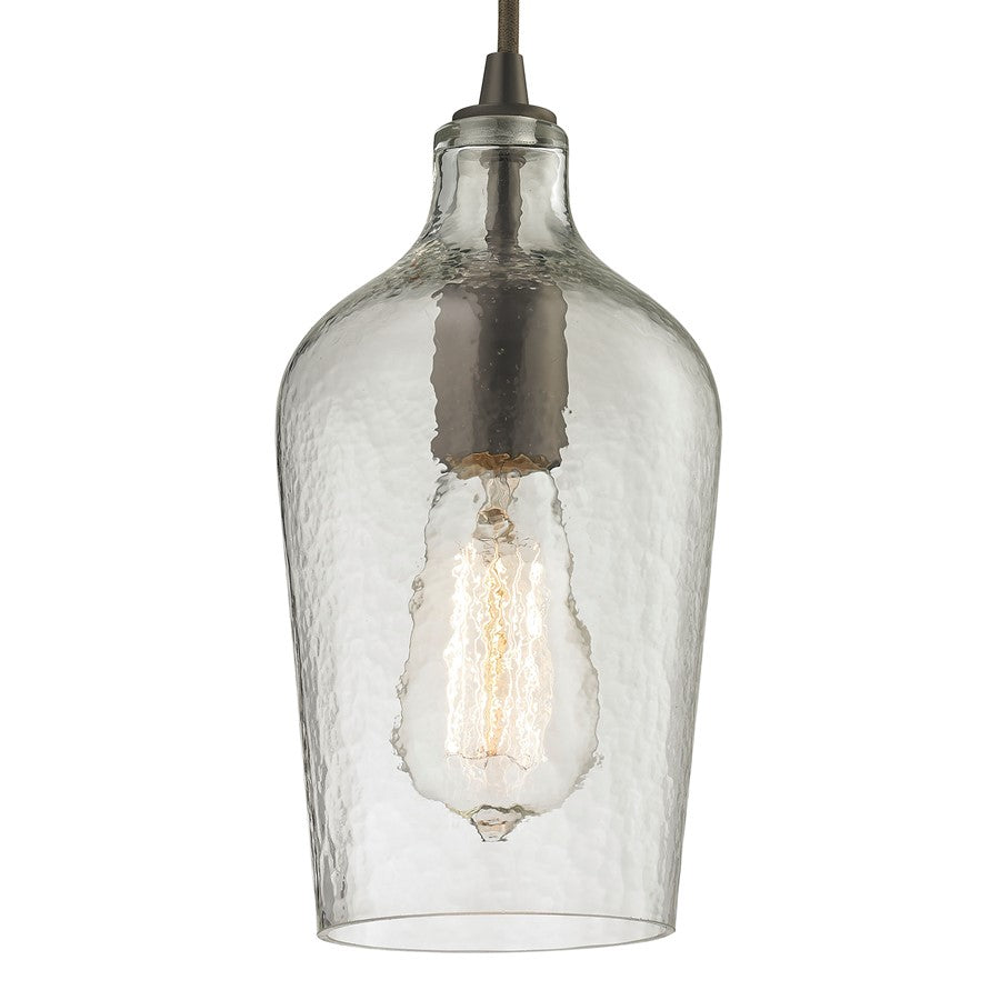 Atlas Lighting Hammered Glass 5in 1-Light Pendant | Transitional Clear Glass and Oil Rubbed Bronze | Kitchen Island & Dining Room | Model CL11602-CL