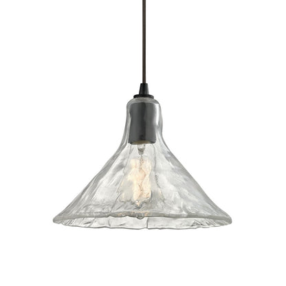 Atlas Lighting Hand Formed Glass 10in 1-Light Mini Pendant | Transitional Oil Rubbed Bronze and Clear Textured Glass | Kitchen | Model CL11603-BZ