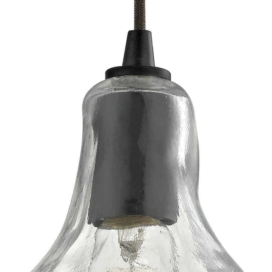 Atlas Lighting Hand Formed Glass 10in 1-Light Mini Pendant | Transitional Oil Rubbed Bronze and Clear Textured Glass | Kitchen | Model CL11603-BZ
