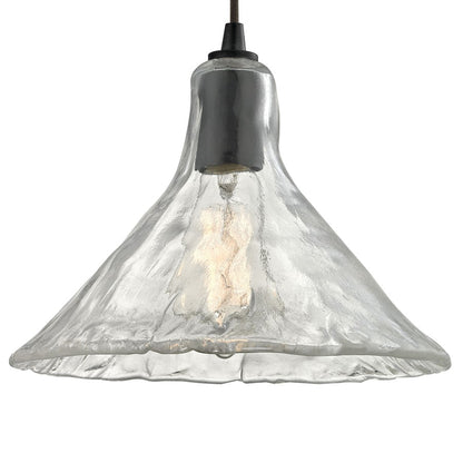 Atlas Lighting Hand Formed Glass 10in 1-Light Mini Pendant | Transitional Oil Rubbed Bronze and Clear Textured Glass | Kitchen | Model CL11603-BZ