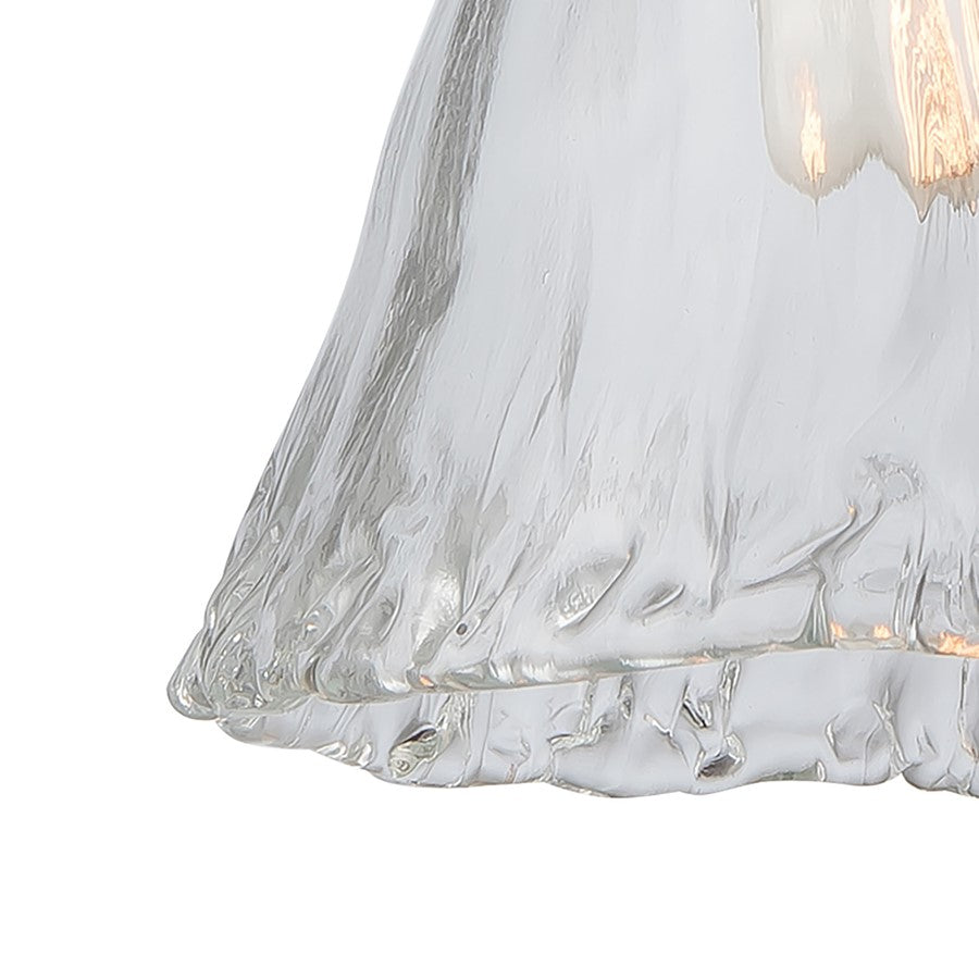 Atlas Lighting Hand Formed Glass 8in 1-Light Mini Pendant | Transitional Oil Rubbed Bronze and Clear Textured Glass | Kitchen | Model CL11604-BZ