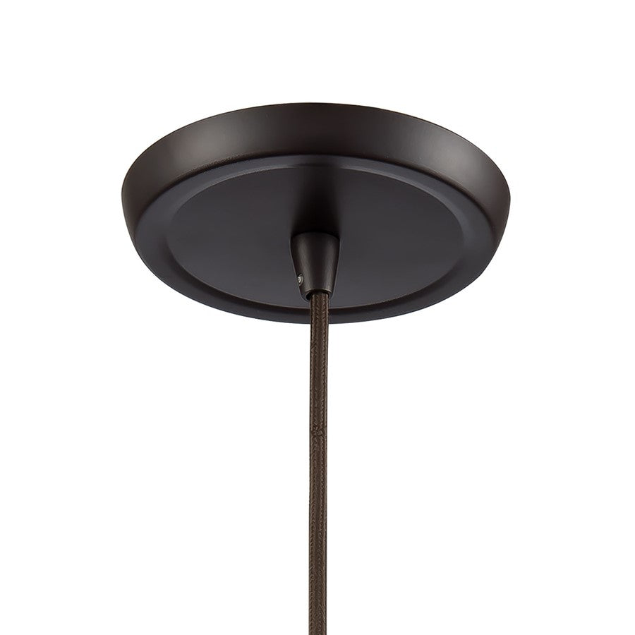 Atlas Lighting Hand Formed Glass 8in 1-Light Mini Pendant | Transitional Oil Rubbed Bronze and Clear Textured Glass | Kitchen | Model CL11604-BZ