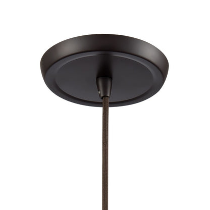 Atlas Lighting Hand Formed Glass 8in 1-Light Mini Pendant | Transitional Oil Rubbed Bronze and Clear Textured Glass | Kitchen | Model CL11604-BZ