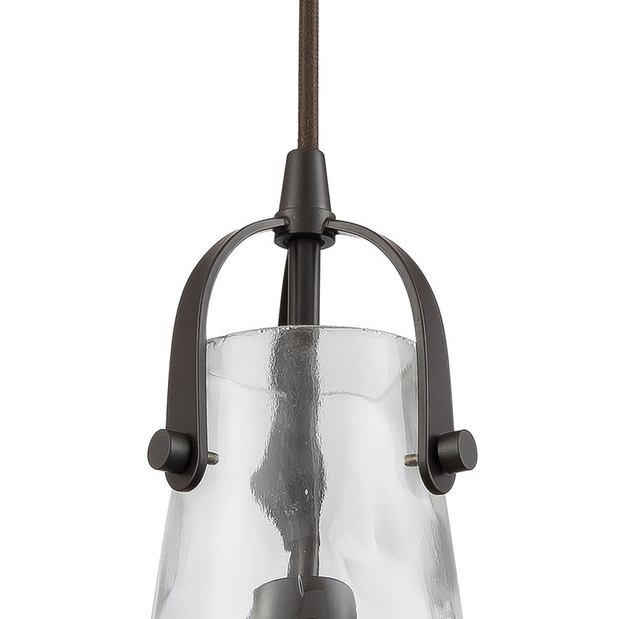 Atlas Lighting Hand Formed Glass 8in 1-Light Mini Pendant | Transitional Oil Rubbed Bronze and Clear Textured Glass | Kitchen | Model CL11604-BZ