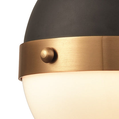 Atlas Lighting Harmelin 7in 1-Light Mini Pendant | Modern Matte Black and White Glass | Kitchen Island & Dining Room | Model CL11605-BK