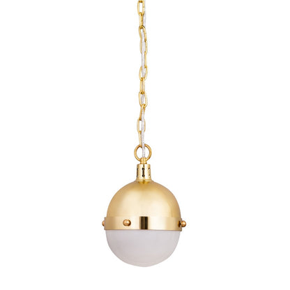 Atlas Lighting Harmelin 7in 1-Light Mini Pendant | Mid-Century Satin Brass and White Frosted Glass | Kitchen Island & Dining Room | Model CL11605-BS