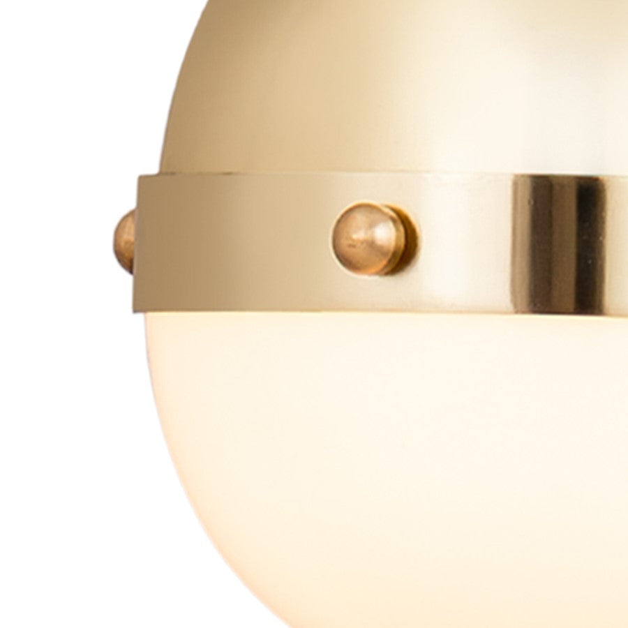 Atlas Lighting Harmelin 7in 1-Light Mini Pendant | Mid-Century Satin Brass and White Frosted Glass | Kitchen Island & Dining Room | Model CL11605-BS