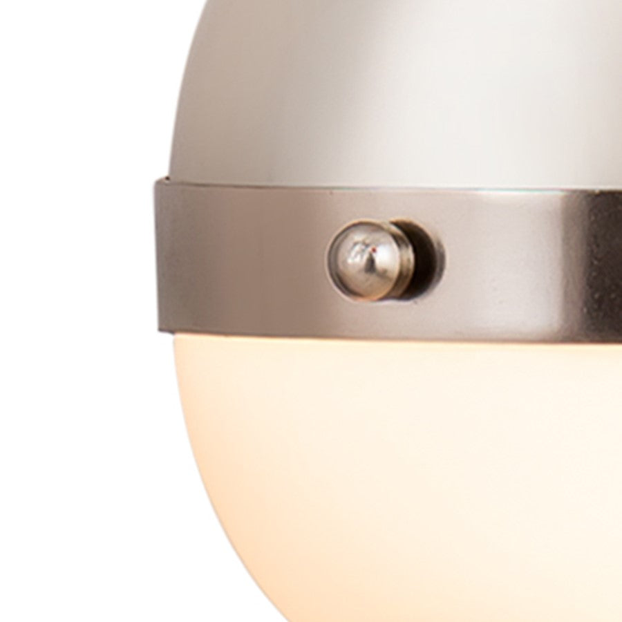 Atlas Lighting Harmelin 7in 1-Light Mini Pendant | Mid-Century Satin Nickel and White Frosted Glass | Kitchen Island & Dining Room | Model CL11605-NK